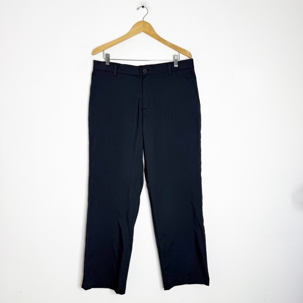 Nike Golf Dri-FIT Black Pinstripe Flat Front Trousers Size 35x30